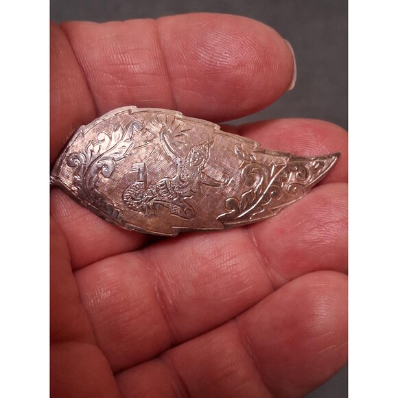 Vintage Siam Sterling Brooch Earrings Leaf Set - Picture 2 of 5